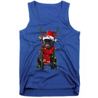 Black Pug Dog Tree Christmas Lights Xmas Pajama Tank Top