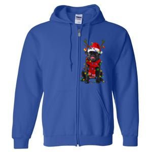 Black Pug Dog Tree Christmas Lights Xmas Pajama Full Zip Hoodie