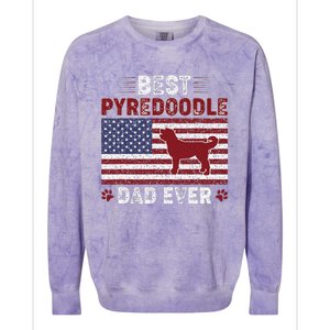 Best Pyredoodle Dad Ever American Flag Dog Dad Colorblast Crewneck Sweatshirt