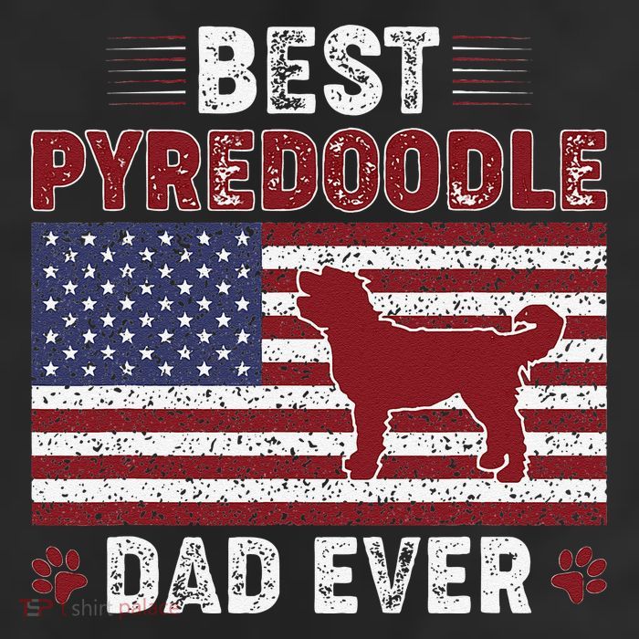 Best Pyredoodle Dad Ever American Flag Dog Dad 7 Panel Mesh Trucker Snapback Hat
