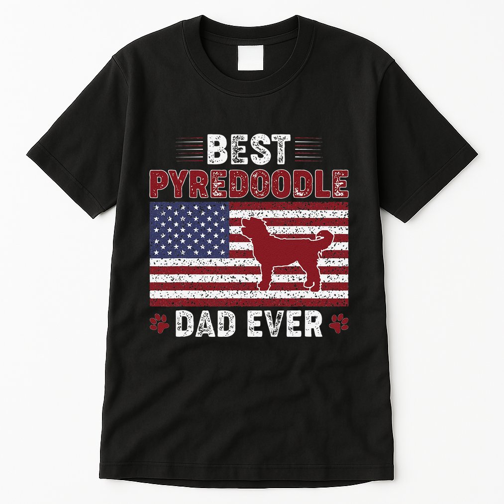 Best Pyredoodle Dad Ever American Flag Dog Dad Tall T-Shirt
