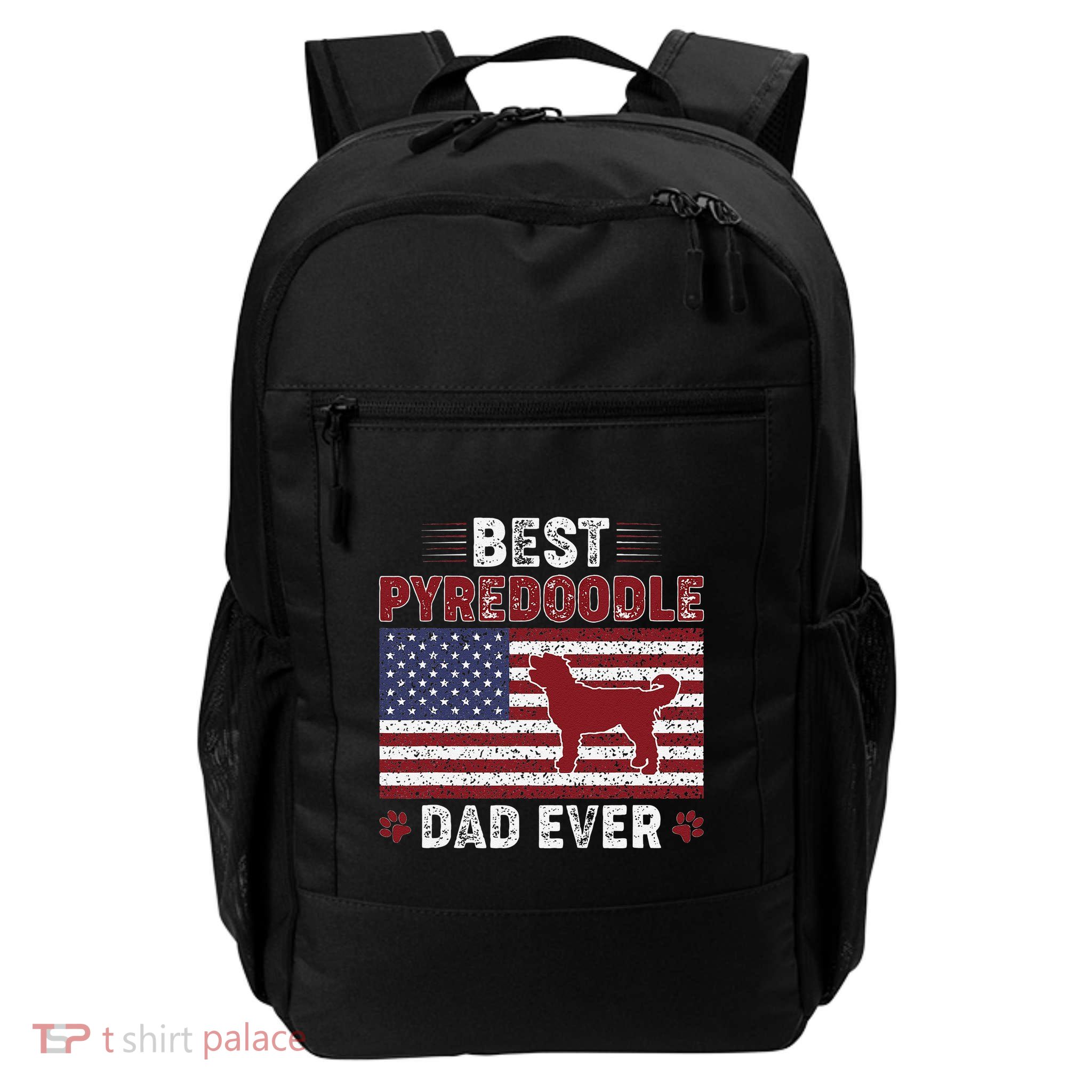 Best Pyredoodle Dad Ever American Flag Dog Dad Backpack