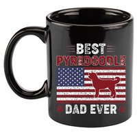 Best Pyredoodle Dad Ever American Flag Dog Dad 11oz C Handle Ceramic Mug