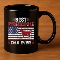 Best Pyredoodle Dad Ever American Flag Dog Dad 11oz C Handle Ceramic Mug