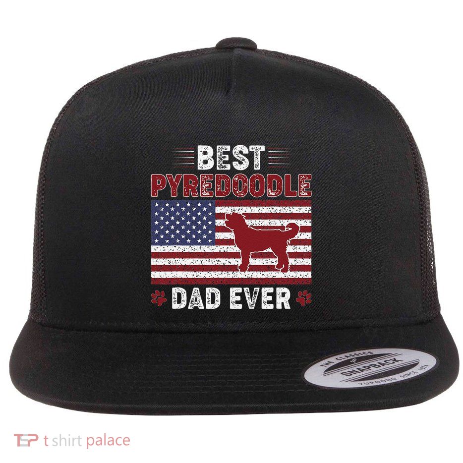 Best Pyredoodle Dad Ever American Flag Dog Dad Flatbill Hat