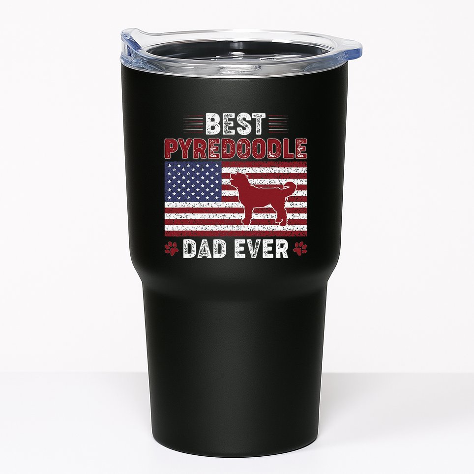 Best Pyredoodle Dad Ever American Flag Dog Dad Tumbler