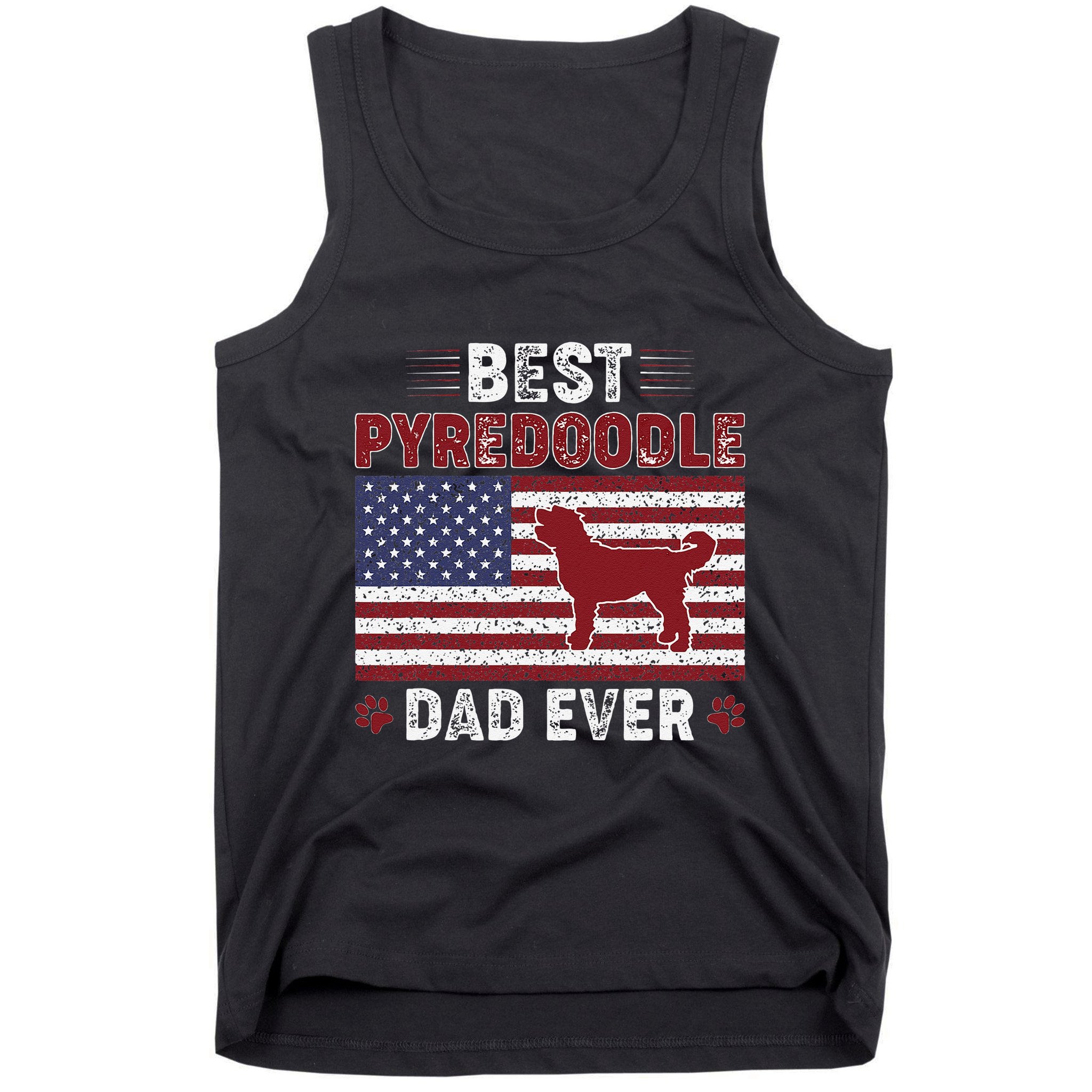 Best Pyredoodle Dad Ever American Flag Dog Dad Tank Top