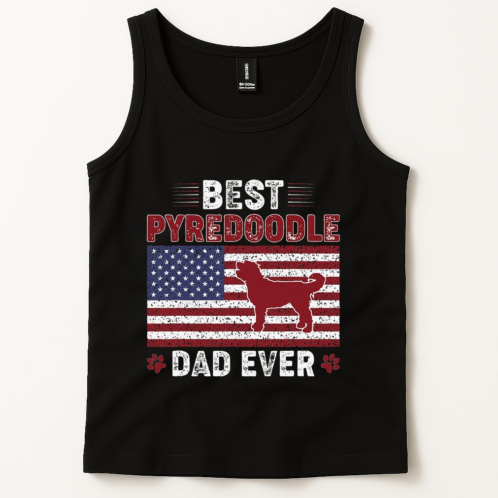 Best Pyredoodle Dad Ever American Flag Dog Dad Tank Top