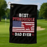 Best Pyredoodle Dad Ever American Flag Dog Dad Golf Towel