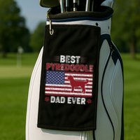 Best Pyredoodle Dad Ever American Flag Dog Dad Golf Towel