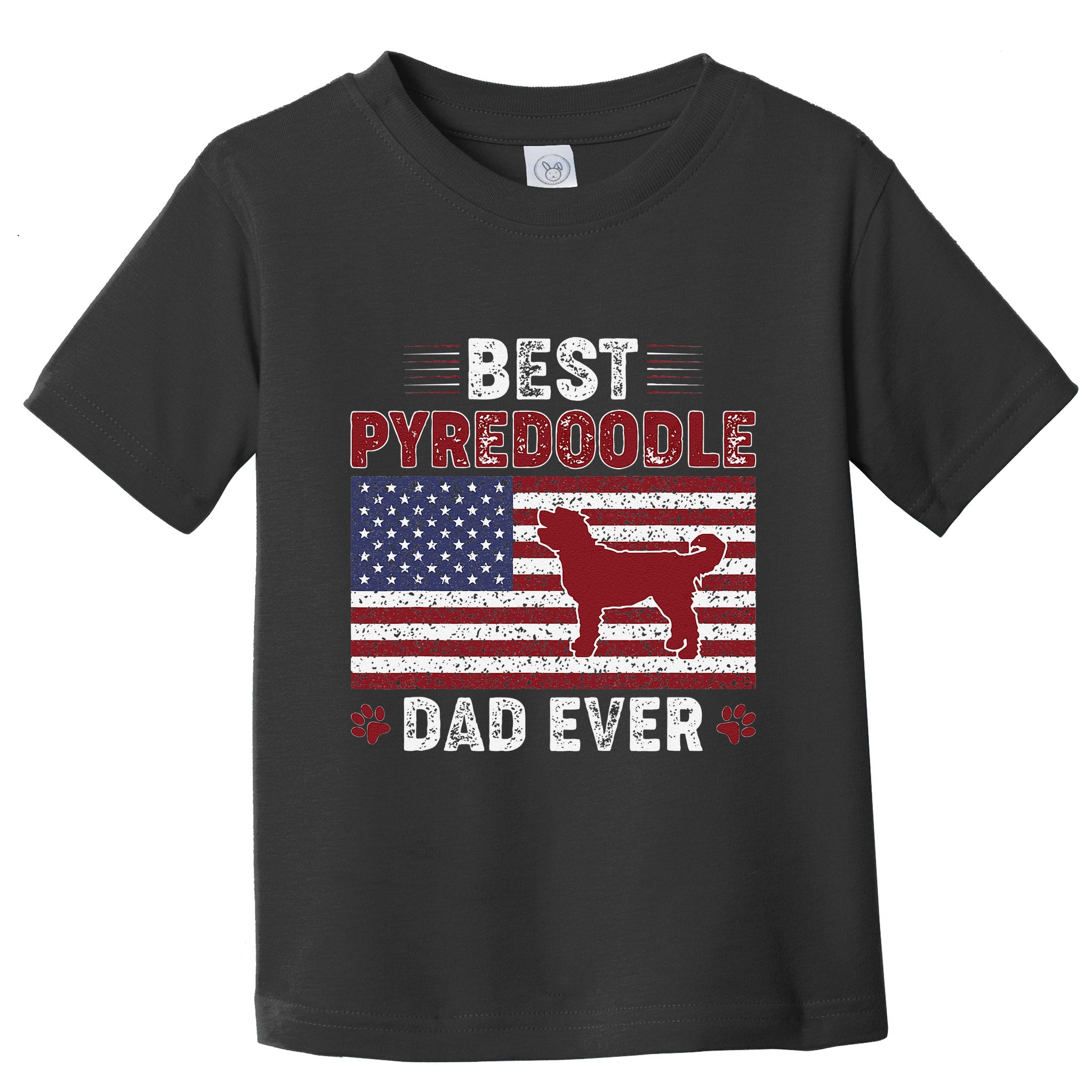Best Pyredoodle Dad Ever American Flag Dog Dad Toddler T-Shirt
