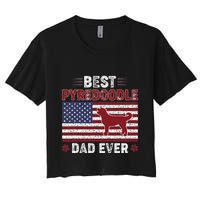 Best Pyredoodle Dad Ever American Flag Dog Dad Women's Crop Top Tee
