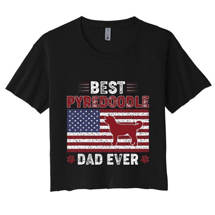 Best Pyredoodle Dad Ever American Flag Dog Dad Women's Crop Top Tee