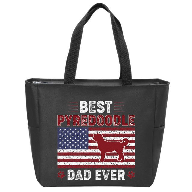 Best Pyredoodle Dad Ever American Flag Dog Dad Zip Tote Bag