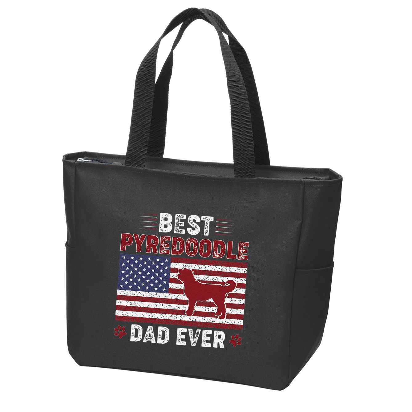 Best Pyredoodle Dad Ever American Flag Dog Dad Zip Tote Bag