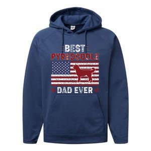 Best Pyredoodle Dad Ever American Flag Dog Dad Performance Fleece Hoodie