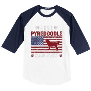 Best Pyredoodle Dad Ever American Flag Dog Dad Baseball Sleeve Shirt