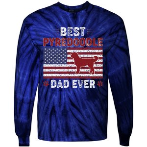 Best Pyredoodle Dad Ever American Flag Dog Dad Tie-Dye Long Sleeve Shirt