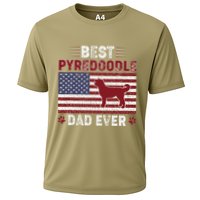 Best Pyredoodle Dad Ever American Flag Dog Dad Cooling Performance Crew T-Shirt