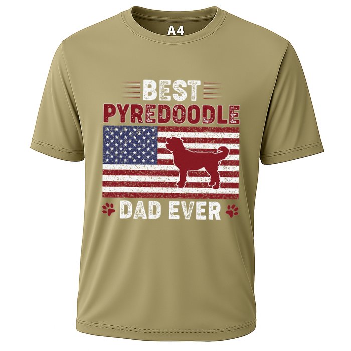 Best Pyredoodle Dad Ever American Flag Dog Dad Cooling Performance Crew T-Shirt