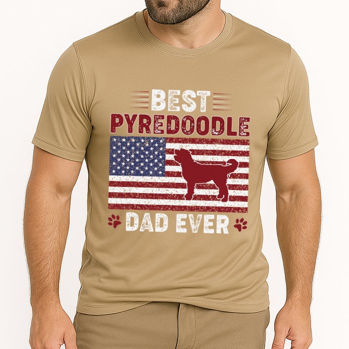 Best Pyredoodle Dad Ever American Flag Dog Dad Cooling Performance Crew T-Shirt
