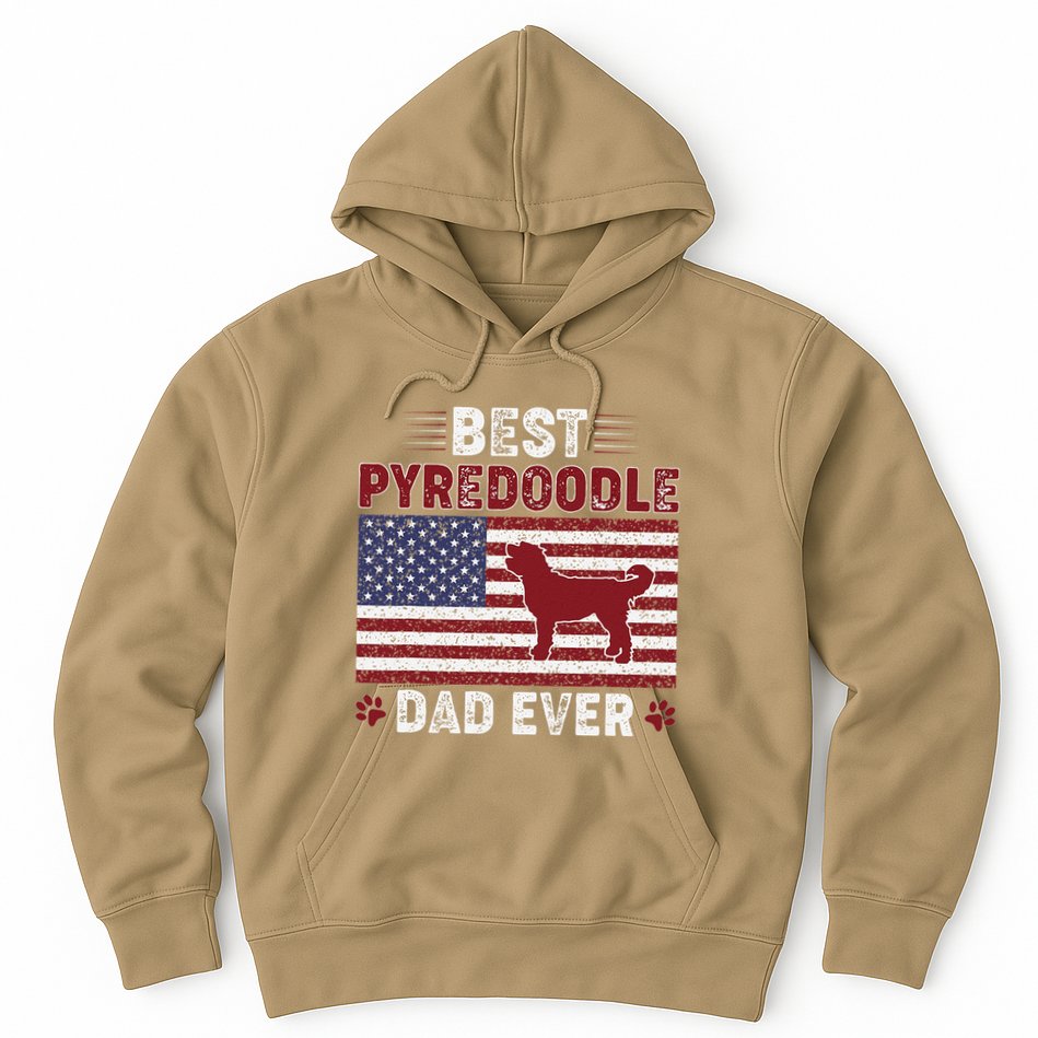 Best Pyredoodle Dad Ever American Flag Dog Dad Hoodie