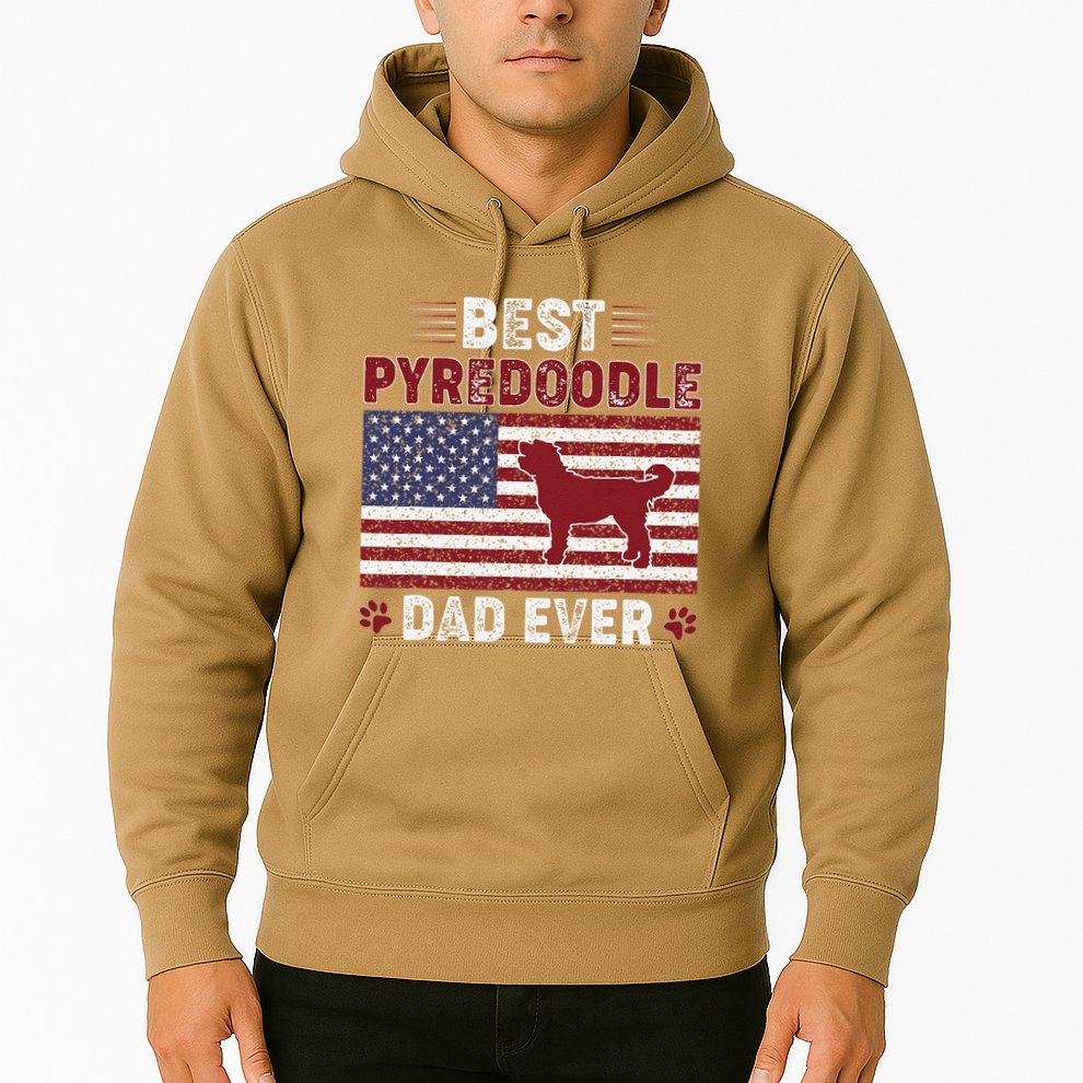 Best Pyredoodle Dad Ever American Flag Dog Dad Hoodie