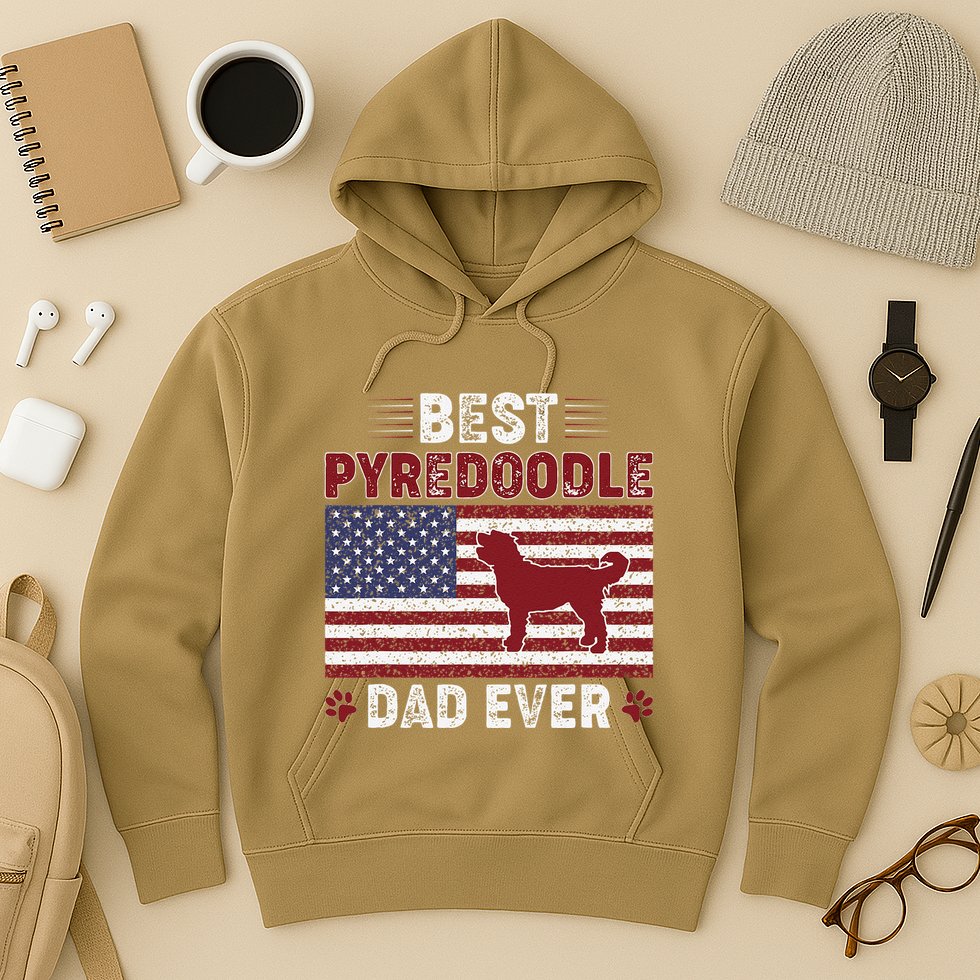 Best Pyredoodle Dad Ever American Flag Dog Dad Hoodie