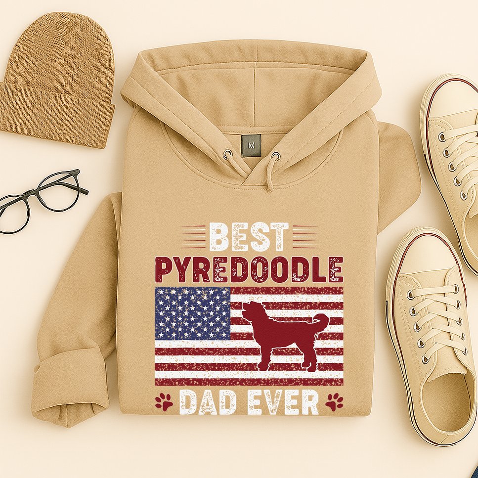 Best Pyredoodle Dad Ever American Flag Dog Dad Hoodie