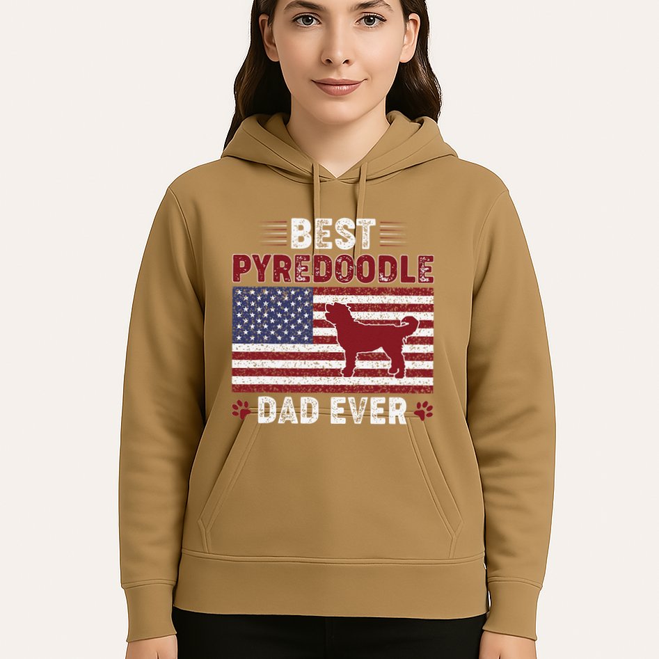 Best Pyredoodle Dad Ever American Flag Dog Dad Hoodie