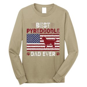 Best Pyredoodle Dad Ever American Flag Dog Dad Long Sleeve Shirt