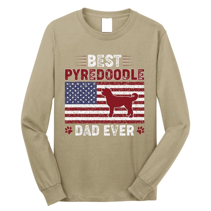 Best Pyredoodle Dad Ever American Flag Dog Dad Long Sleeve Shirt