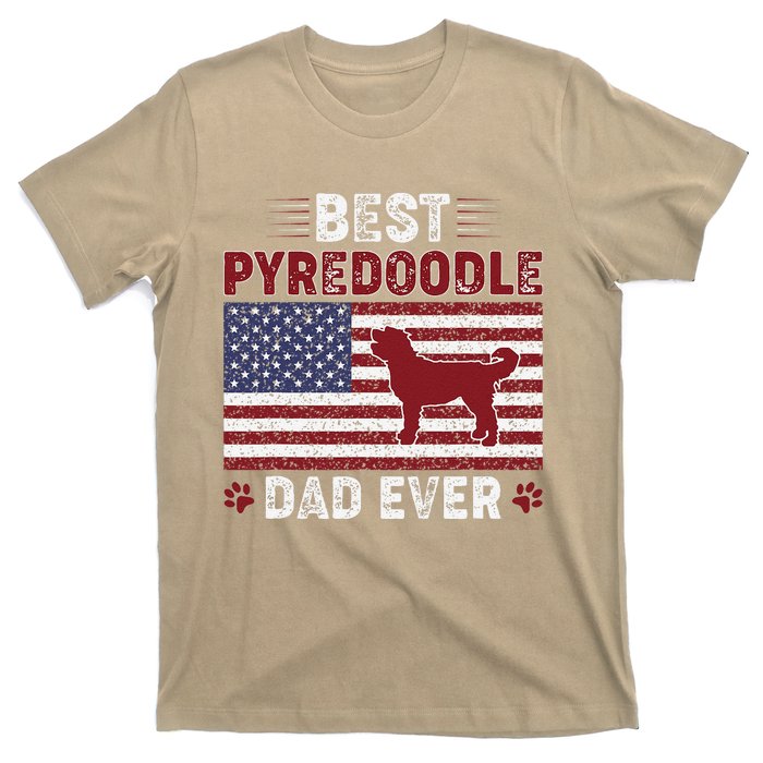 Best Pyredoodle Dad Ever American Flag Dog Dad T-Shirt