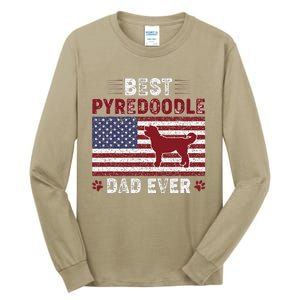 Best Pyredoodle Dad Ever American Flag Dog Dad Tall Long Sleeve T-Shirt