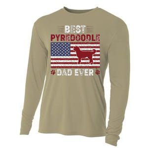 Best Pyredoodle Dad Ever American Flag Dog Dad Cooling Performance Long Sleeve Crew