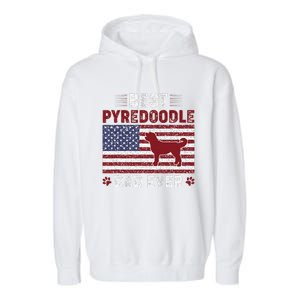 Best Pyredoodle Dad Ever American Flag Dog Dad Garment-Dyed Fleece Hoodie