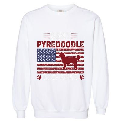 Best Pyredoodle Dad Ever American Flag Dog Dad Garment-Dyed Sweatshirt