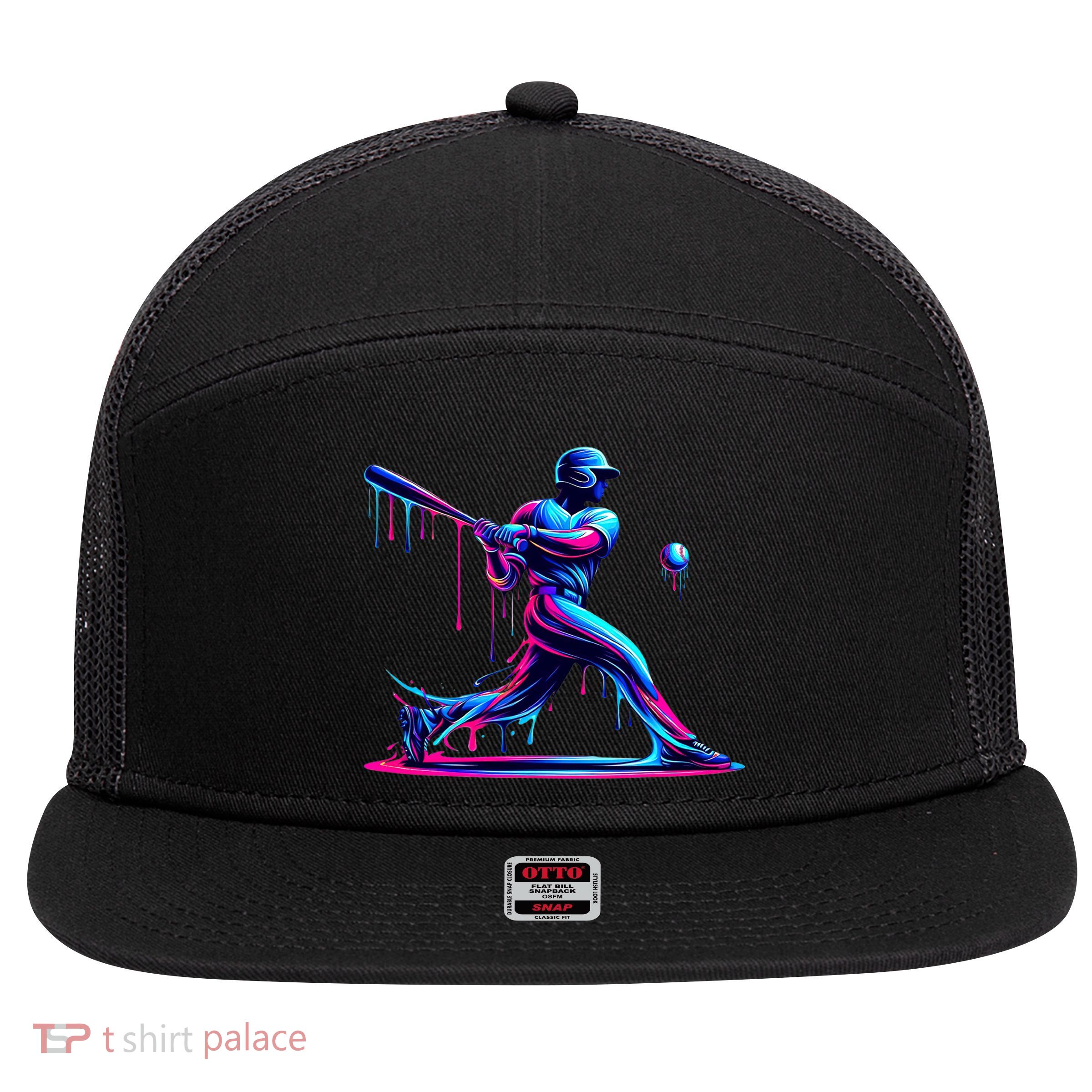 Baseball Player Drip For N Ice Cream 7 Panel Mesh Trucker Snapback Hat