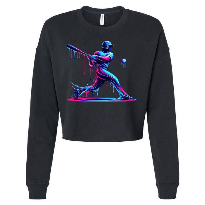 Baseball Player Drip For N Ice Cream Cropped Pullover Crew