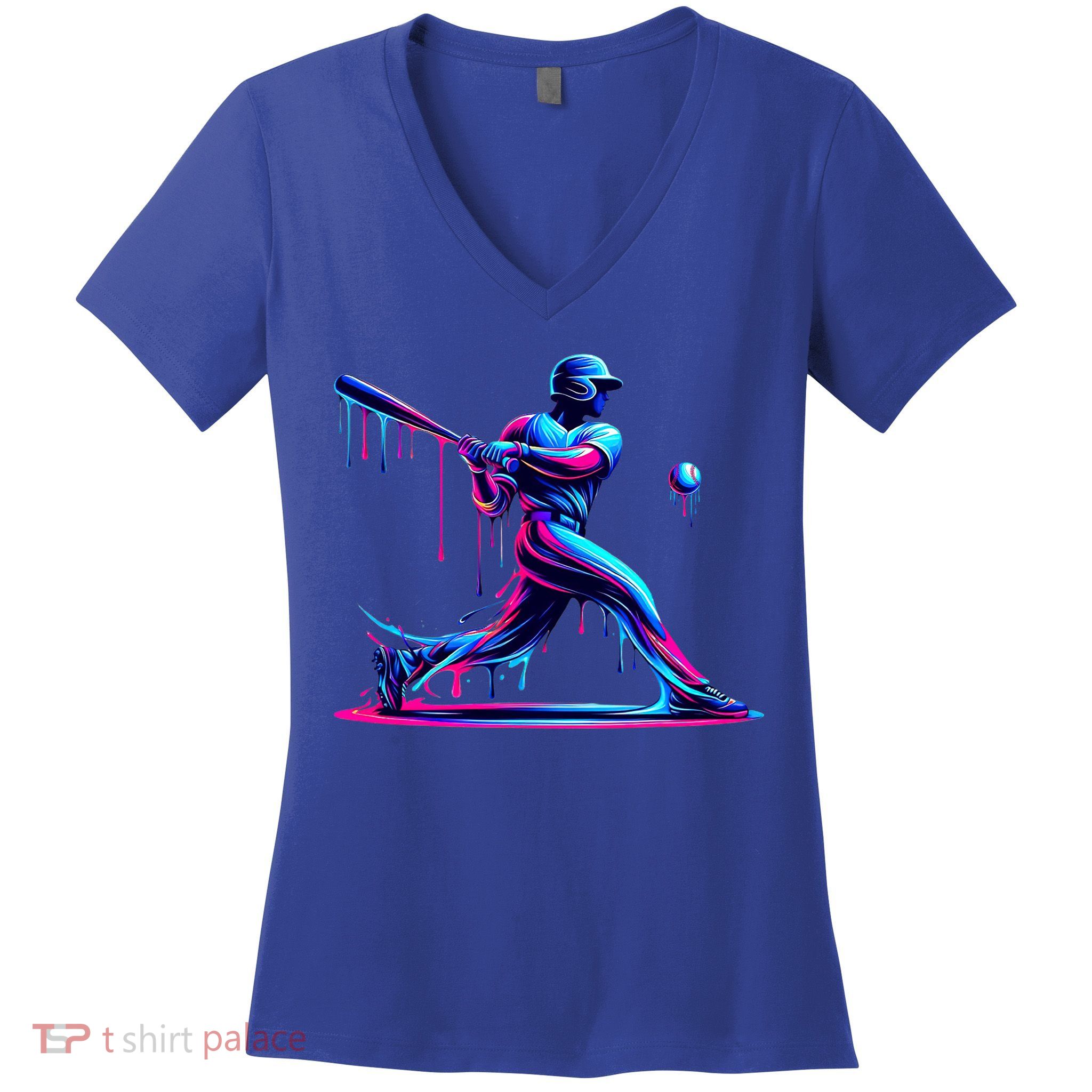Baseball Player Drip For N Ice Cream Women's V-Neck T-Shirt