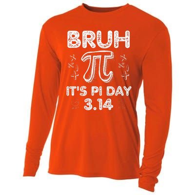 Bruh Pi Day 3.14 Pi Symbol Funnyteachers Math Lovers Cooling Performance Long Sleeve Crew