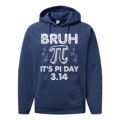 Bruh Pi Day 3.14 Pi Symbol Funnyteachers Math Lovers Performance Fleece Hoodie