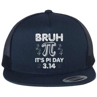 Bruh Pi Day 3.14 Pi Symbol Funnyteachers Math Lovers Flat Bill Trucker Hat