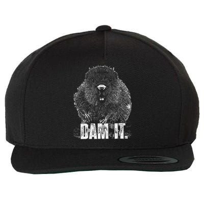 Beaver Pun Dam It Language Joke Beavers Rodents Lover Wool Snapback Cap