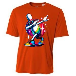 Bowling Pin Dabbing Sunglasses Bowler Player Cooling Performance Crew T-Shirt