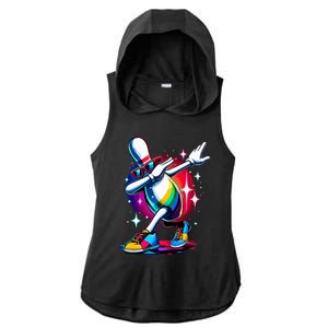 Bowling Pin Dabbing Sunglasses Bowler Player Ladies PosiCharge Tri-Blend Wicking Draft Hoodie Tank