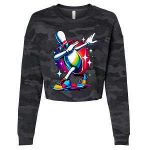 Bowling Pin Dabbing Sunglasses Bowler Player Cropped Pullover Crew