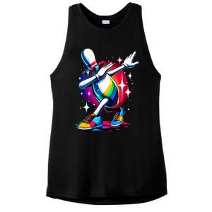 Bowling Pin Dabbing Sunglasses Bowler Player Ladies PosiCharge Tri-Blend Wicking Tank