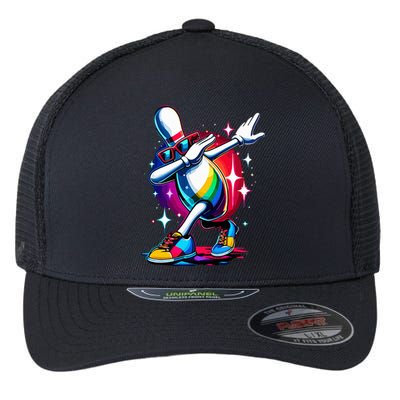 Bowling Pin Dabbing Sunglasses Bowler Player Flexfit Unipanel Trucker Cap