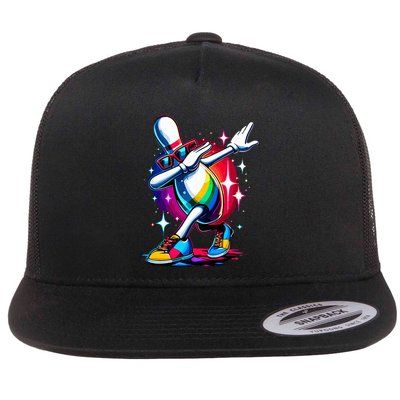 Bowling Pin Dabbing Sunglasses Bowler Player Flat Bill Trucker Hat